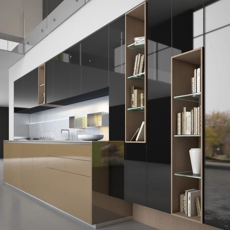 Cabinet de cocina de PVC negro con color de chapa personalizado