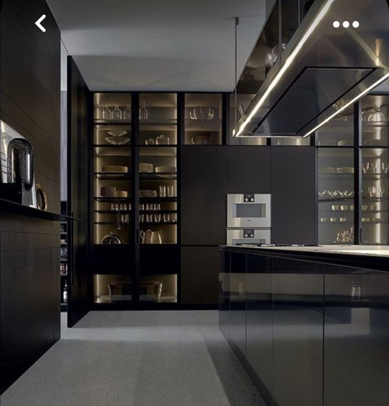 Cabinet de cocina de PVC negro con color de chapa personalizado