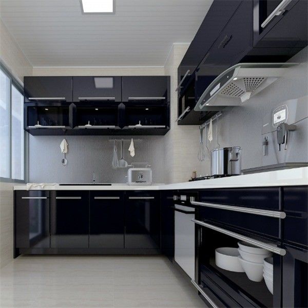 Cabinet de cocina de PVC negro con color de chapa personalizado