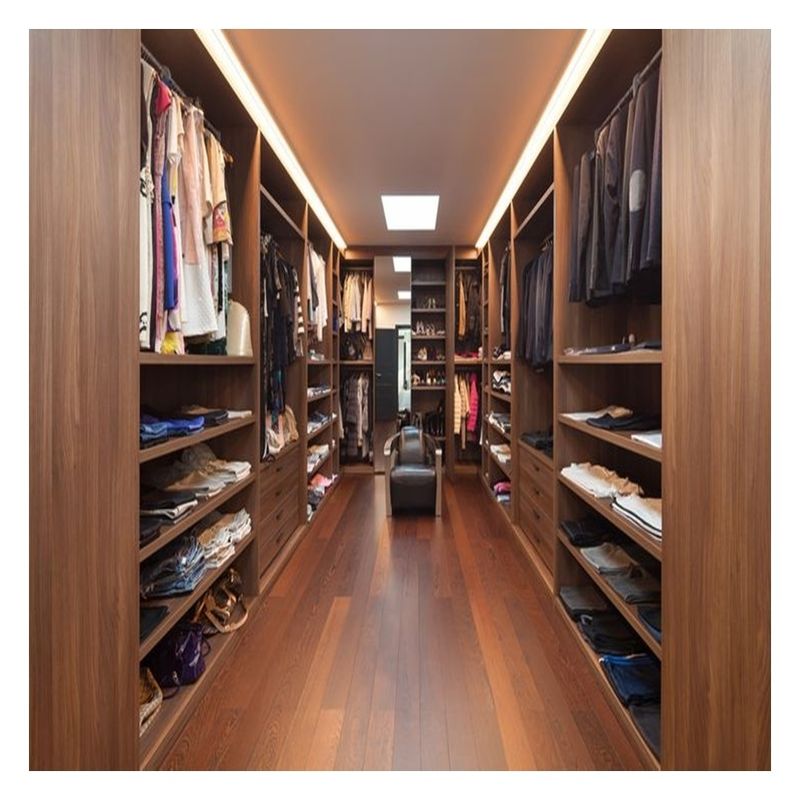 Diseño contemporáneo Panel de puerta de vidrio negro Dormitorio de madera sólida Armario para apartamento