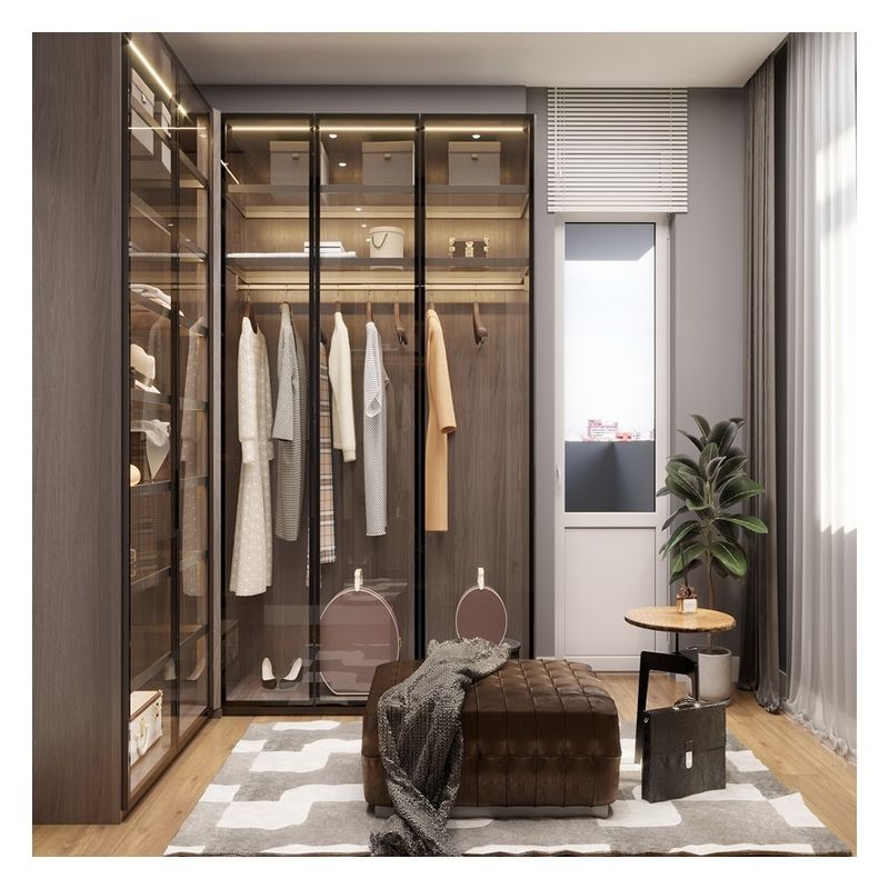 Elegante armario de vidrio con luz LED para los dibujos del cliente