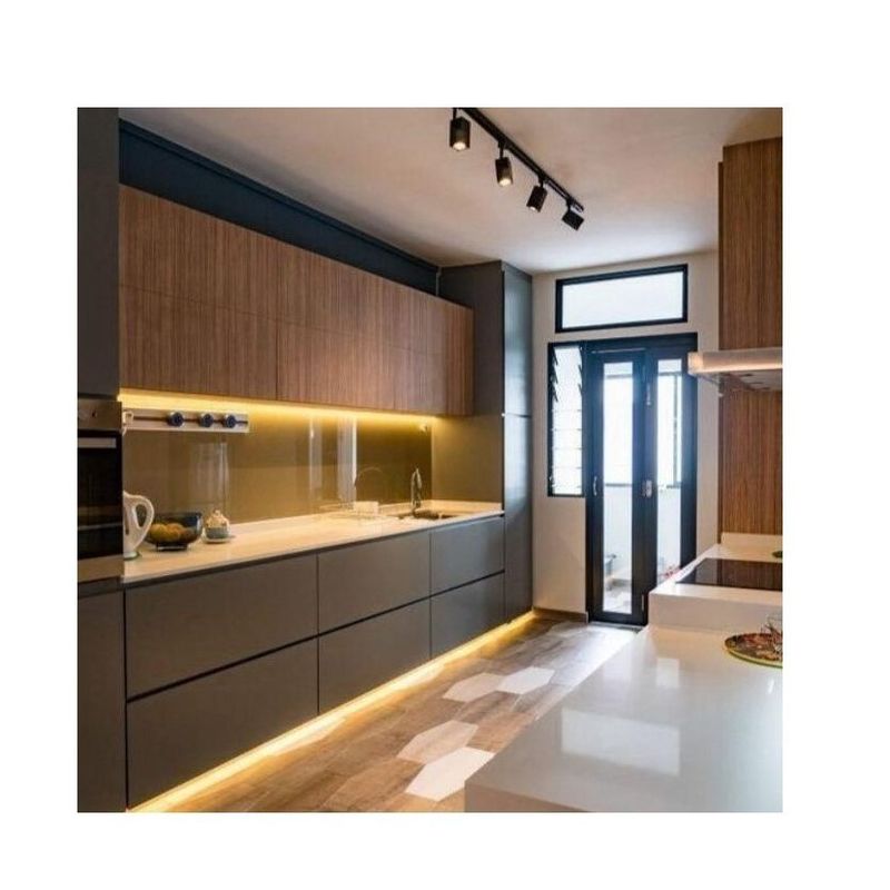 Cabinet de cocina de diseño moderno a prueba de fuego a prueba de agua con color de chapa personalizado