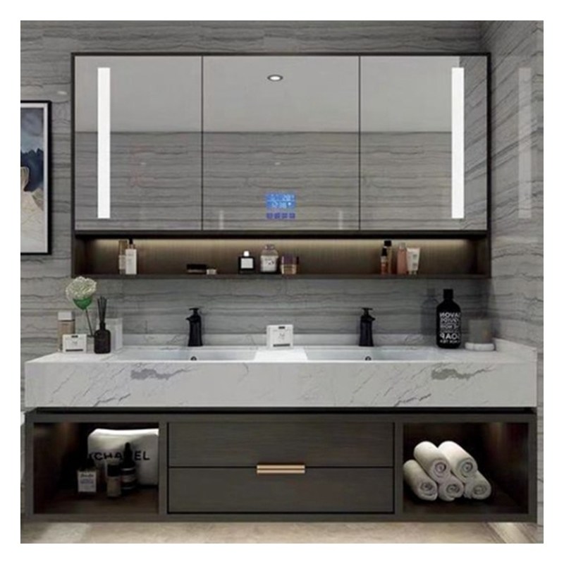 Vanidad artificial de cuarzo montada en la pared en estilo de diseño europeo para el diseño de apartamentos