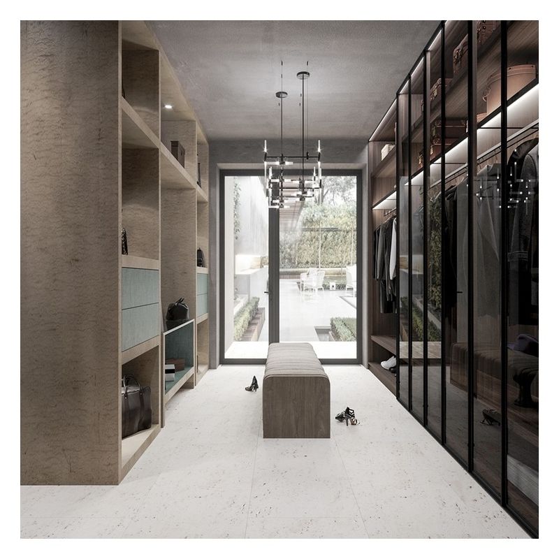 Puertas correderas de armario de metal para el diseño final de estilo europeo Armario de madera maciza en negro