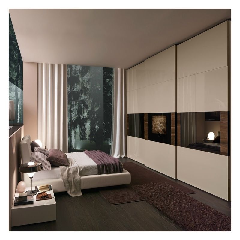Puertas correderas de armario de metal para el diseño final de estilo europeo Armario de madera maciza en negro