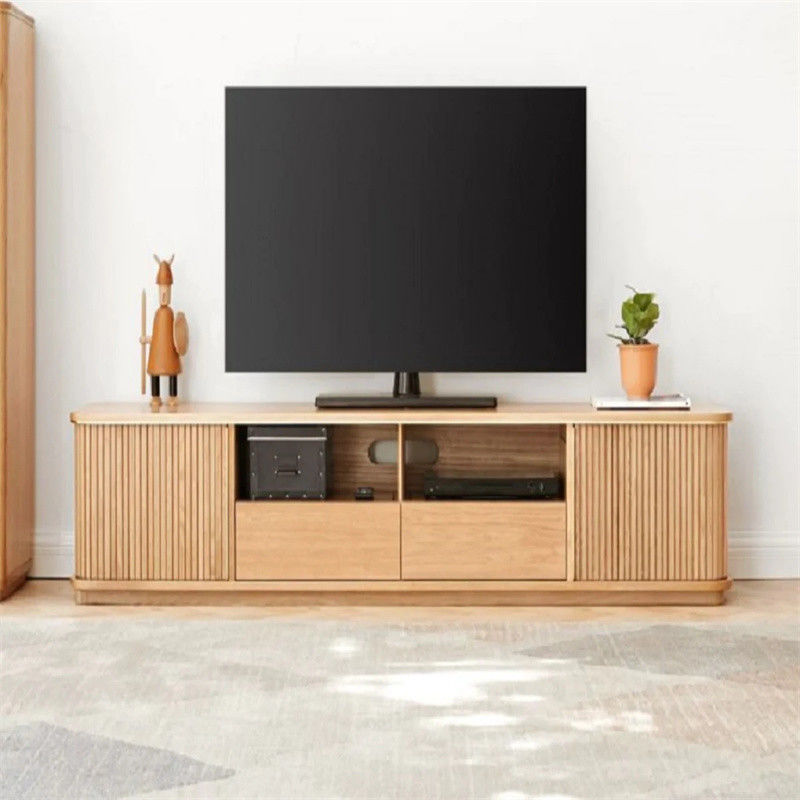 Moderno Grigio Curva Esquina de vidrio Stand de TV para el salón Elegante y personalizable