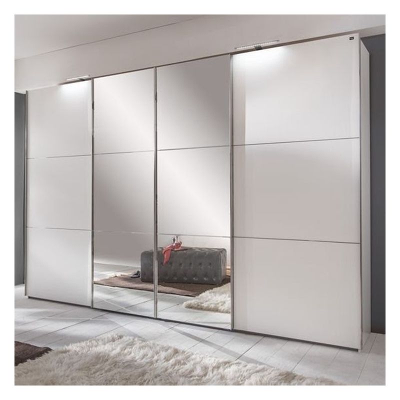 Diseño moderno Ropa personalizada Armario con panel de puerta de vidrio negro y laca de espejo