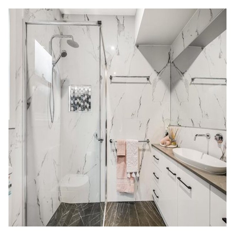 Armario de baño de acrílico de alto brillo de color personalizado con fregadero doble y montaje en la pared