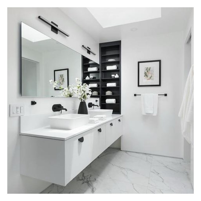 Armario de baño de acrílico de alto brillo de color personalizado con fregadero doble y montaje en la pared