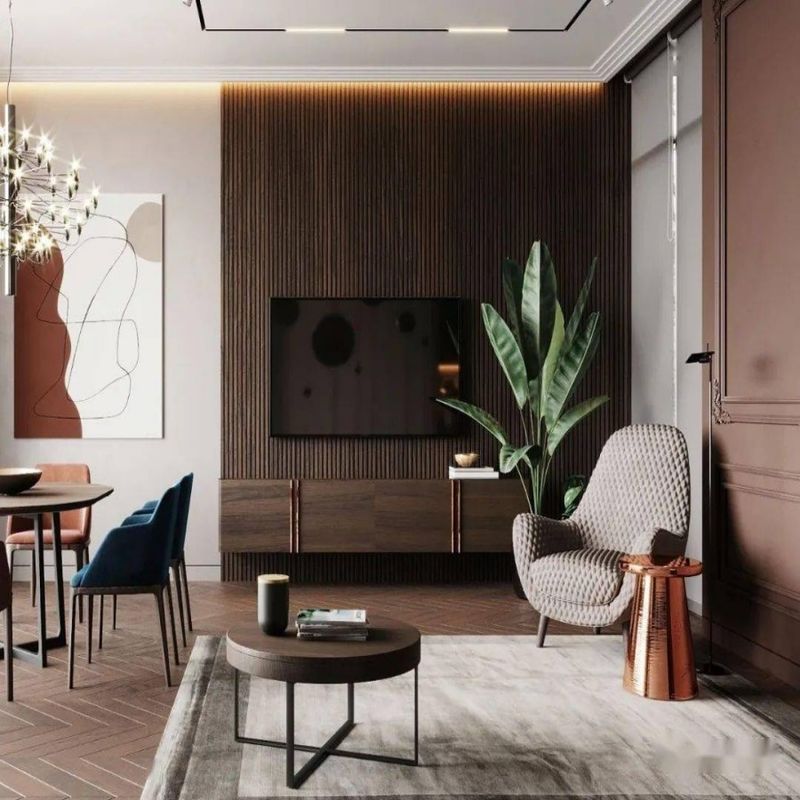 2022 Interior del hogar Estante de gabinete de TV de madera con función de almacenamiento y tamaño personalizado