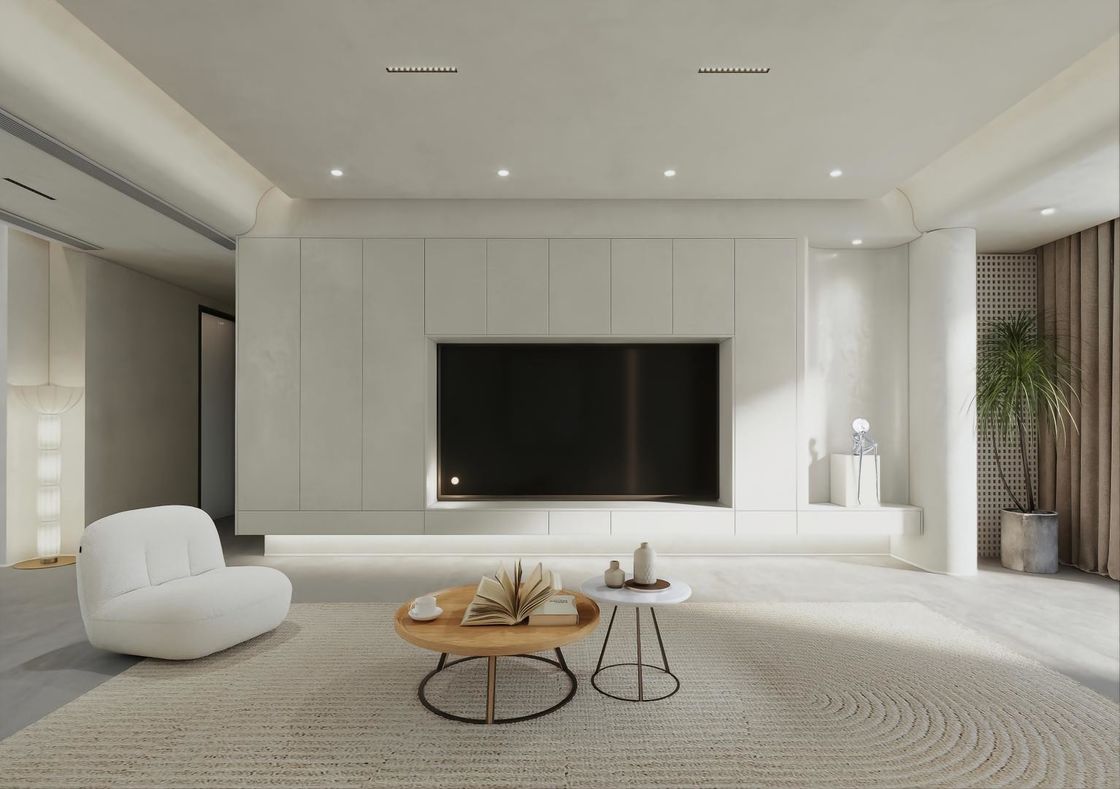 2022 Interior del hogar Estante de gabinete de TV de madera con función de almacenamiento y tamaño personalizado