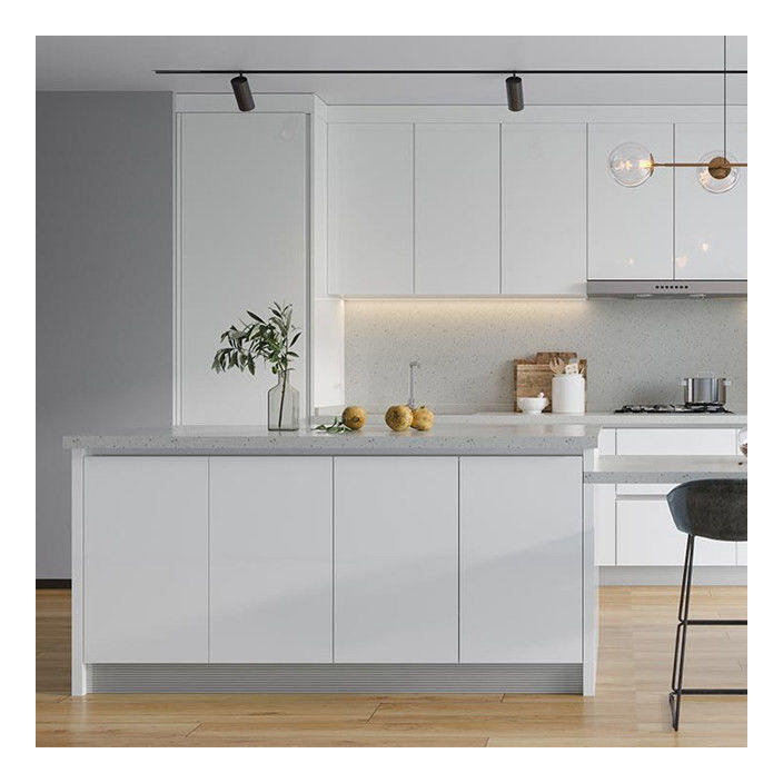 Cabinetes de madera sólida blancos brillantes Tipo de gabinete gabinetes de cocina modulares CAD / 3D libremente