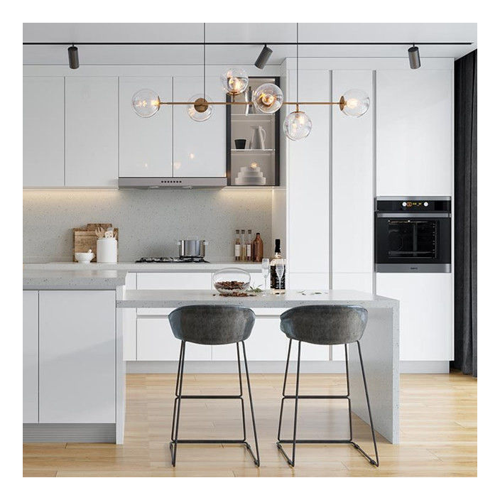 Cabinetes de madera sólida blancos brillantes Tipo de gabinete gabinetes de cocina modulares CAD / 3D libremente