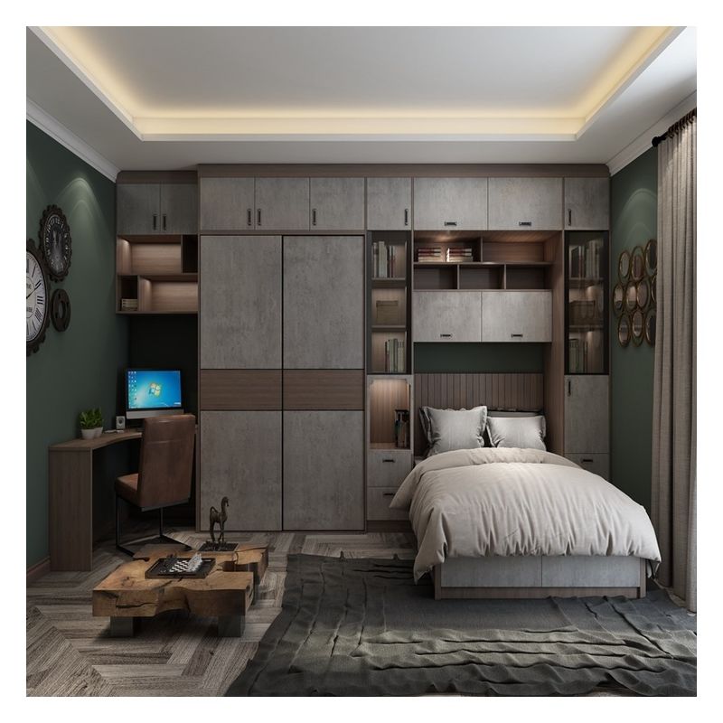 Armario de madera contrachapada de dormitorio de color sólido mate lacado para muebles de hogar de apartamento