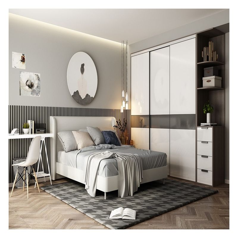 Armario de madera contrachapada de dormitorio de color sólido mate lacado para muebles de hogar de apartamento