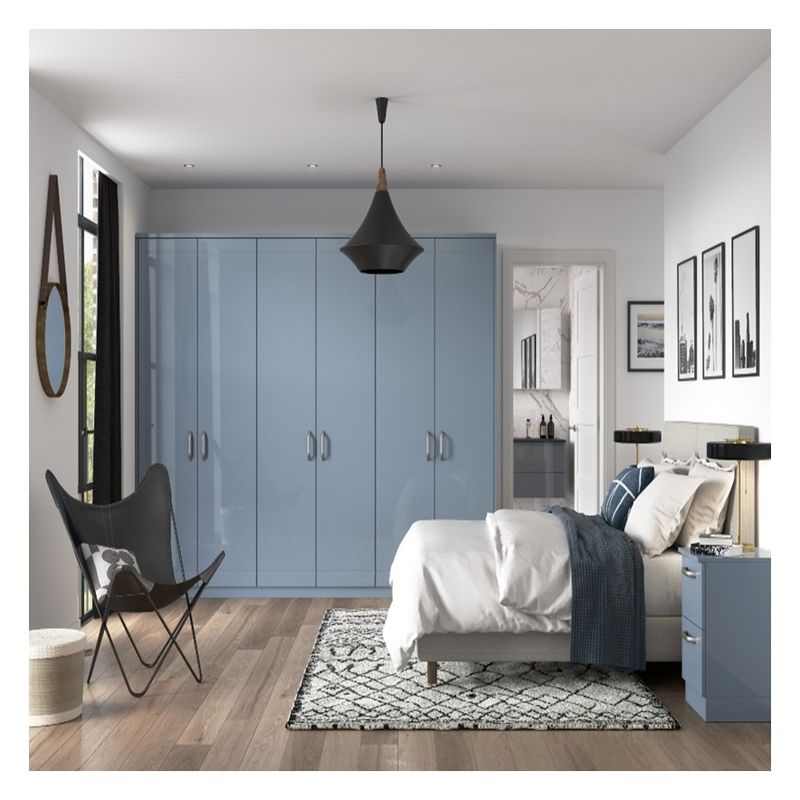 Muebles para el hogar Panel acrílico brillante de madera sólida Armario de dormitorio con puerta de vidrio negro