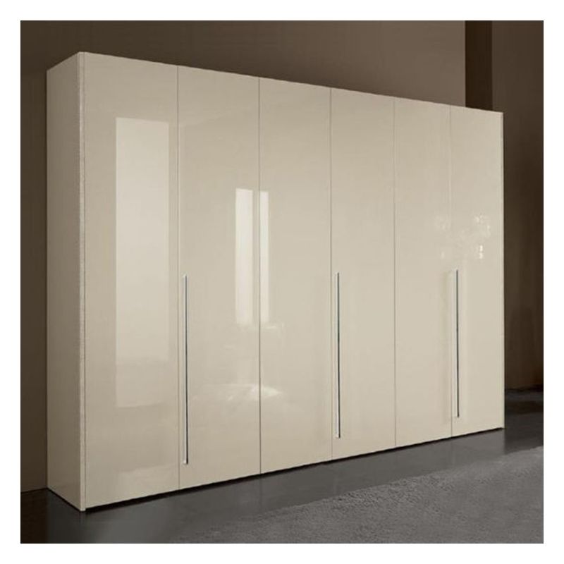 Muebles para el hogar Panel acrílico brillante de madera sólida Armario de dormitorio con puerta de vidrio negro