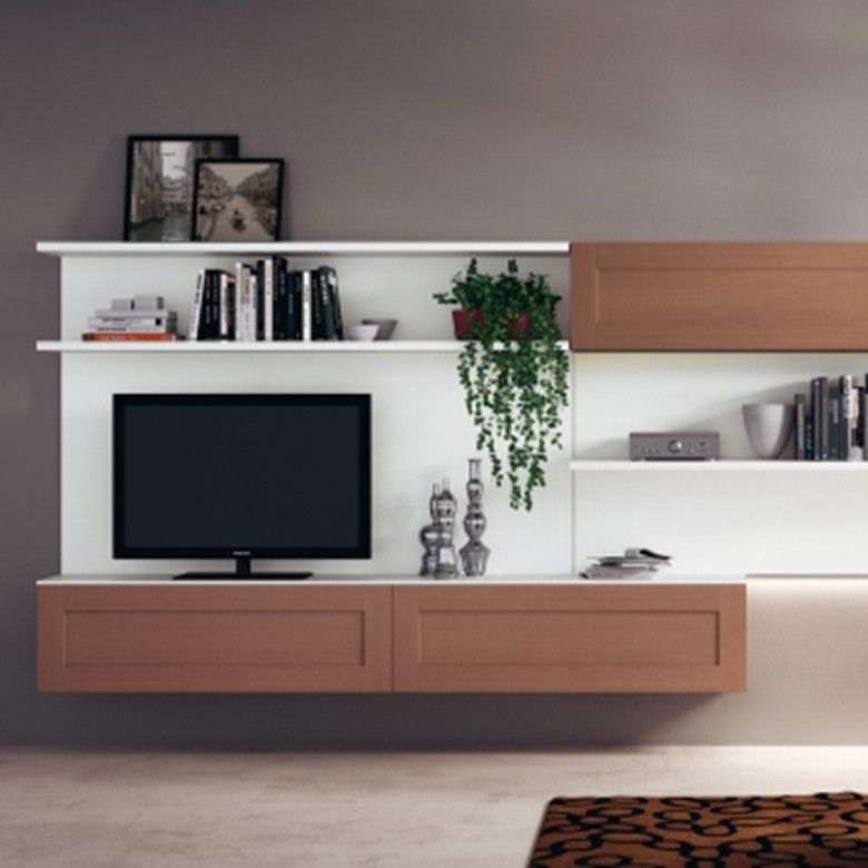 Líneas limpias gabinete de almacenamiento de pared completa para muebles de sala de estar TV de estilo Shaker moderno