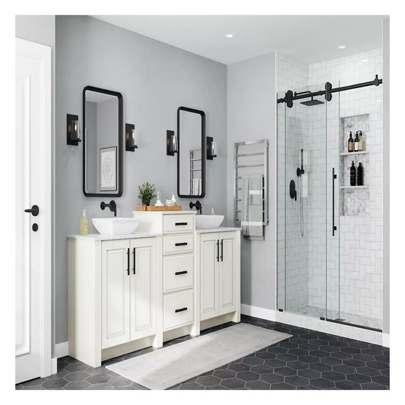 El estilo Shaker Laca blanca Super impermeable Gran tamaño gabinete de baño Combo de vanidad