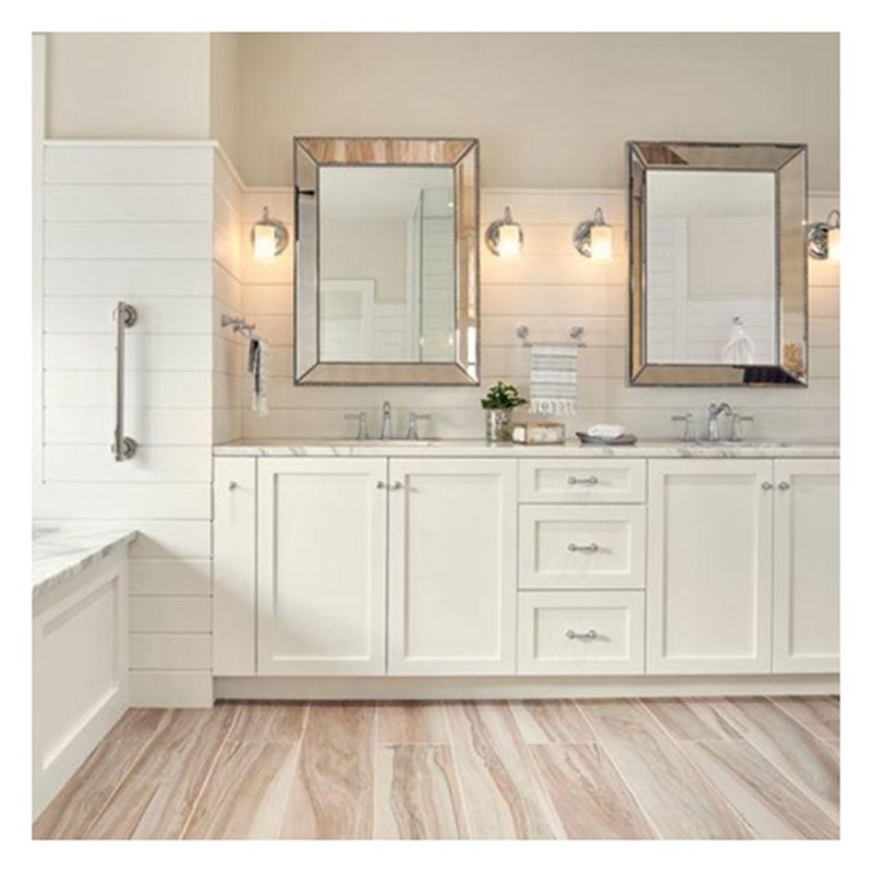 El estilo Shaker Laca blanca Super impermeable Gran tamaño gabinete de baño Combo de vanidad