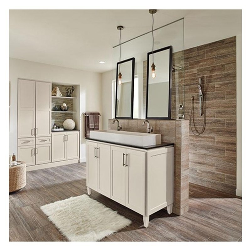 El estilo Shaker Laca blanca Super impermeable Gran tamaño gabinete de baño Combo de vanidad