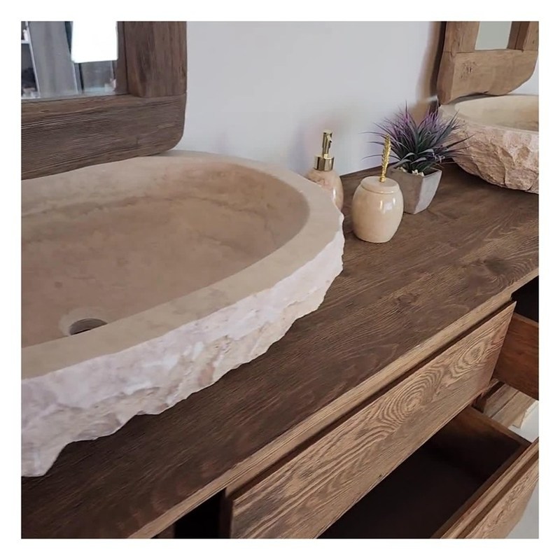 Armario de baño de madera maciza con espejo de plata y estilo vintage