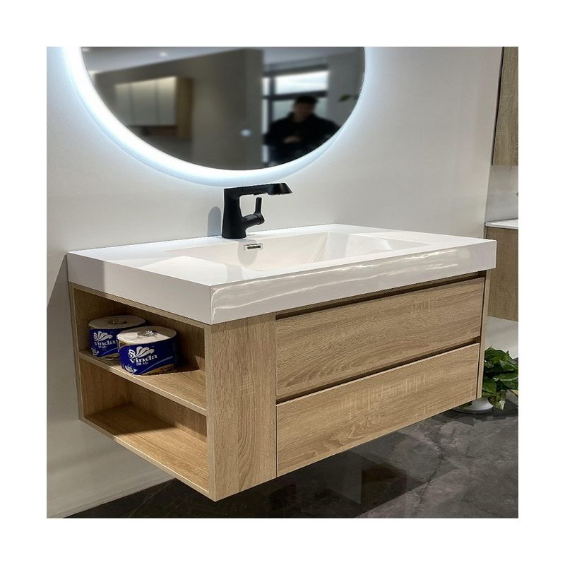 Muebles de baño de hotel tamaño personalizado impermeable piso de vanidad montado y ahorrando espacio