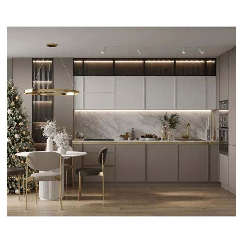 Armario modular europeo Blum de diseño moderno completo con color de carilla personalizado y fregadero
