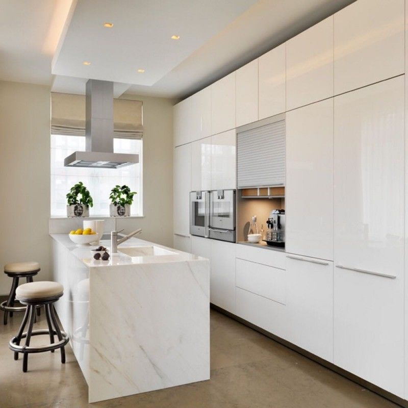 Armario modular europeo Blum de diseño moderno completo con color de carilla personalizado y fregadero