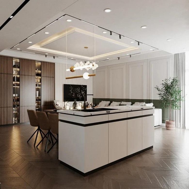 Casa Moderno Flat Pack Smart Kitchen Pantry Modular Muebles de cocina gabinetes para villa