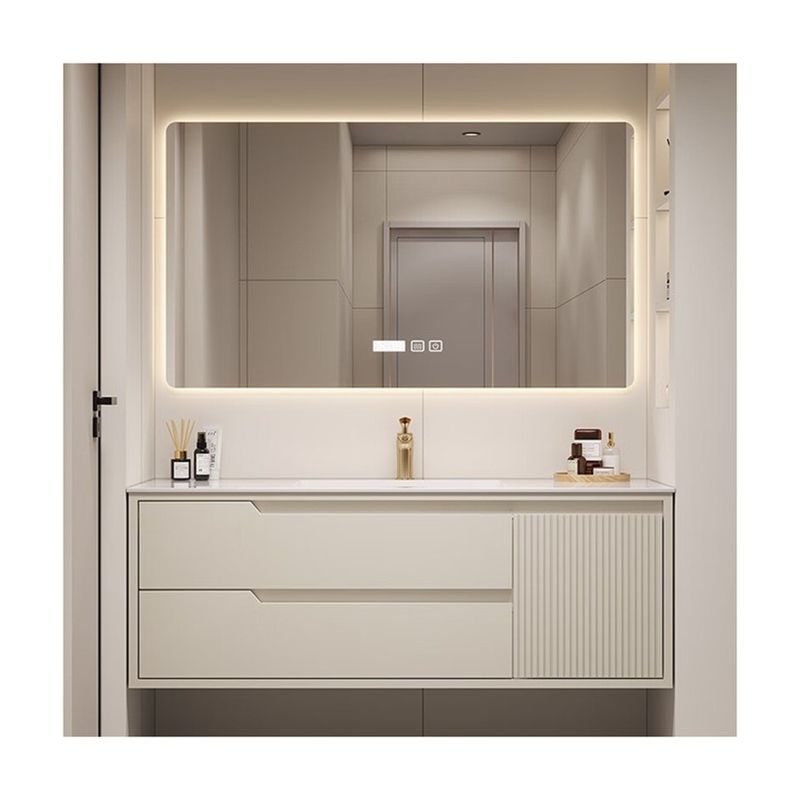 Armario de baño montado en la pared con cajón y espejo sin mango Diseño minimalista moderno