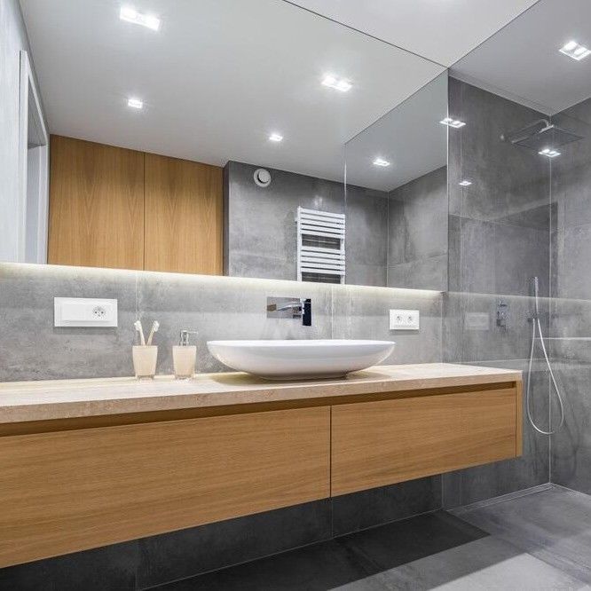 Conjunto de baño moderno montado en la pared con armario de espejos inteligentes ancho 38-46