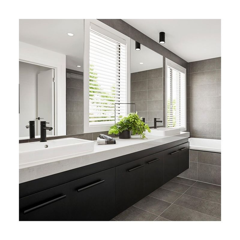 Color personalizado de diseño de doble fregadero de pizarra gabinetes de baño de encimera y vanidades