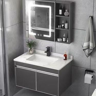 El maquillaje flotante Espejo marco de metal gabinete de baño de la vanidad Conjunto con diseño sin mango