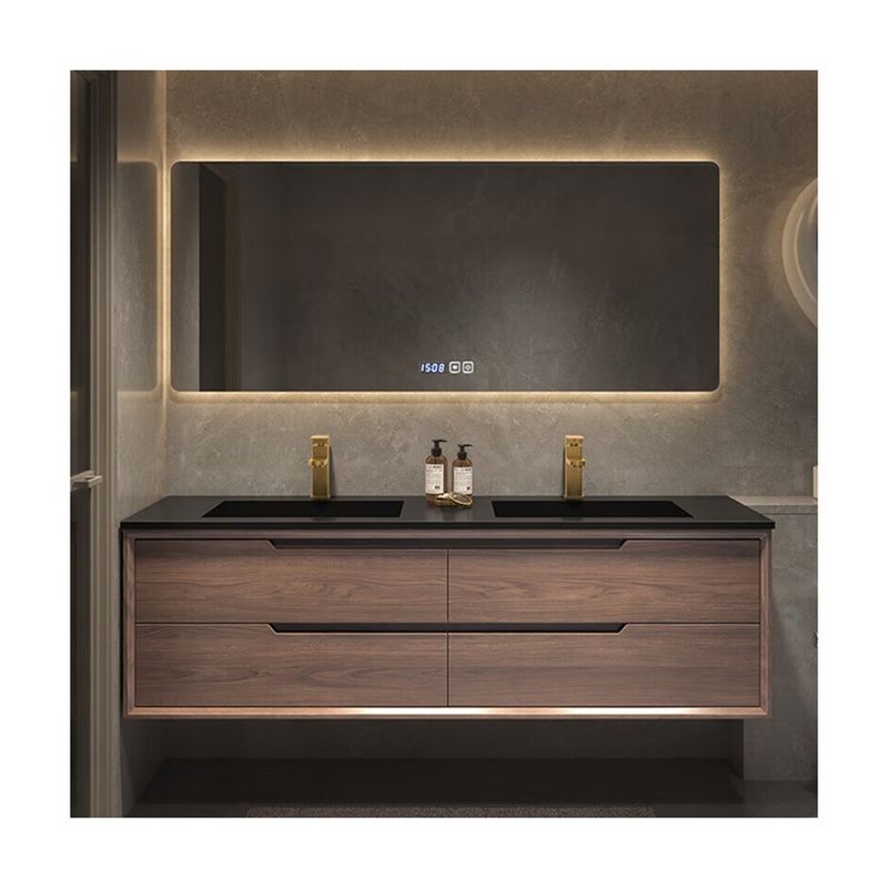 Servicio de OEM Sinterizado de piedra de baño de la vanidad de la encimera con el espejo LED gabinete de almacenamiento