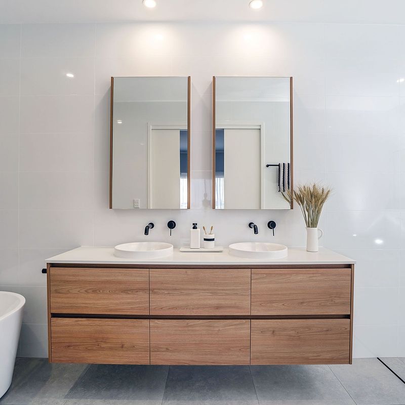 Rectángulo LED espejo fregadero gabinete de baño flotante Conjunto con tamaño personalizado de la vanidad combo