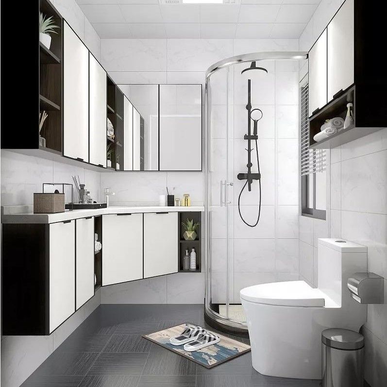Set de gabinete de baño de apartamento Nórdico Moderno Negro De Madera Espejo de Pared Muebles montados
