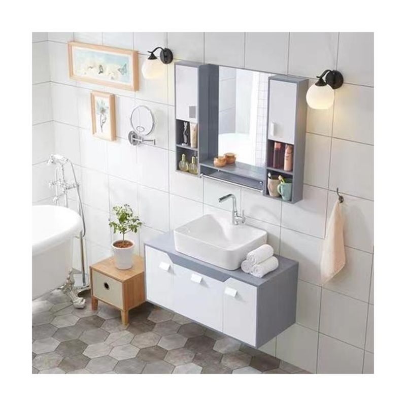 Fin de lujo diseño moderno 28 72 pulgadas Fluted PVC membrana estrecha flotante cuarto de baño