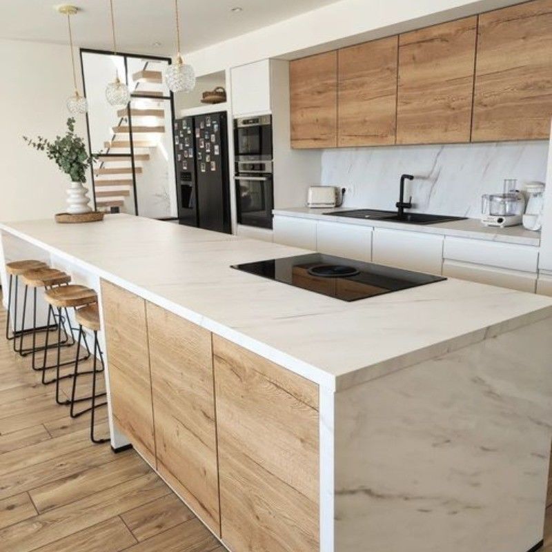 Armario de cocina de chapa de polímero de estilo europeo de Blum Hardware altamente adaptado a las necesidades de OEM / ODM