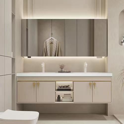 Rectángulo Hotel de lujo Baño Vanidad con fregadero y cajones de almacenamiento en diseño moderno