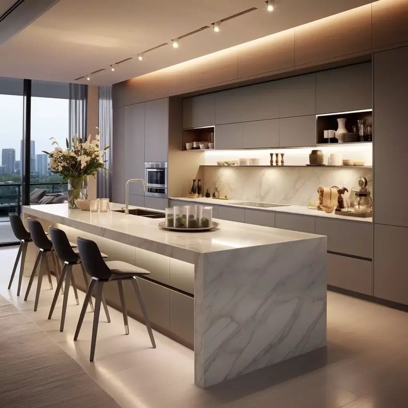 Muebles de cocina de diseño moderno y sencillo con selección de color de chapa personalizada
