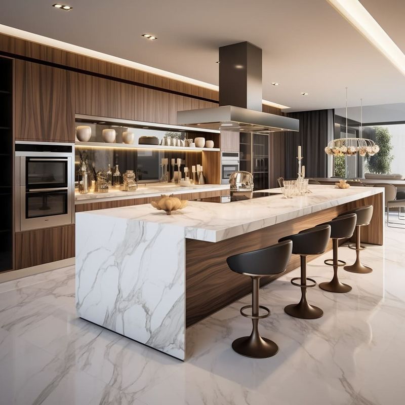 Muebles de cocina de diseño moderno y sencillo con selección de color de chapa personalizada