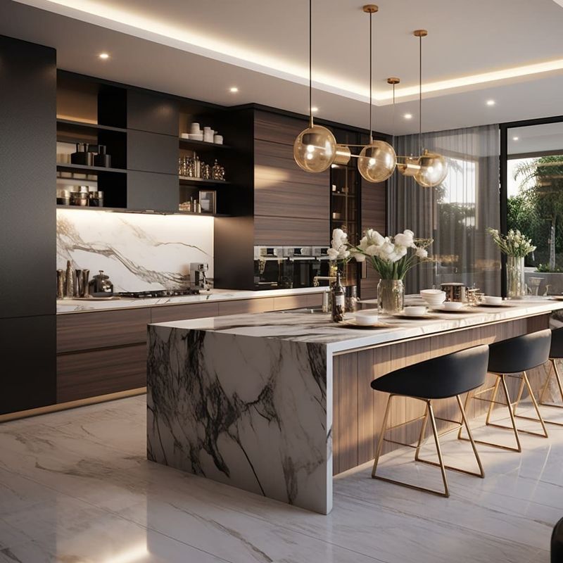 Muebles de cocina de diseño moderno y sencillo con selección de color de chapa personalizada