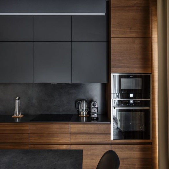 Armario de muebles modulares de color de chapa personalizado para cocina moderna de villa / apartamento