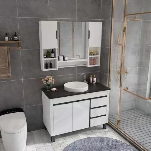 18 pulgadas montado en el piso pequeño baño de la vanidad con espejo de plata y color personalizado