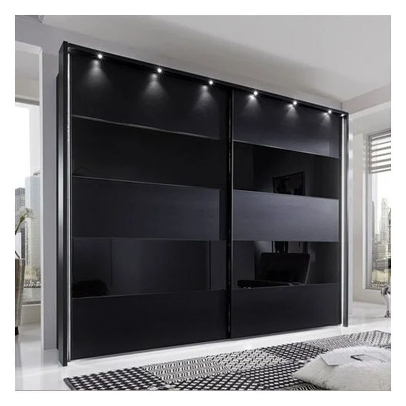 Final Negro Laca Finish Customizado Armarios de diseño minimalista moderno para el dormitorio