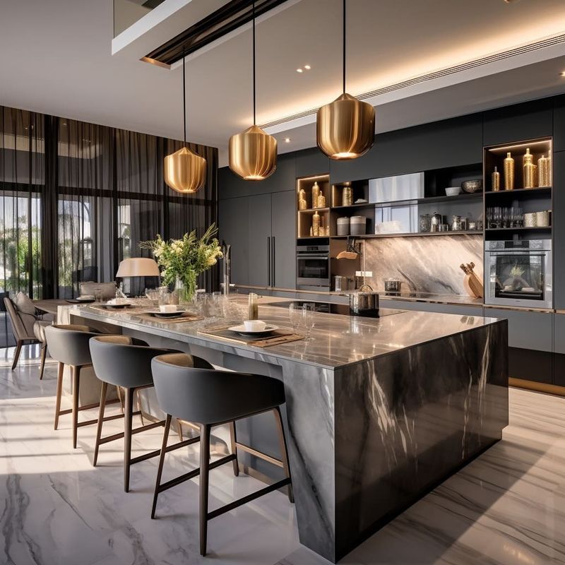 Muebles de cocina de diseño personalizado con material de puerta HDF