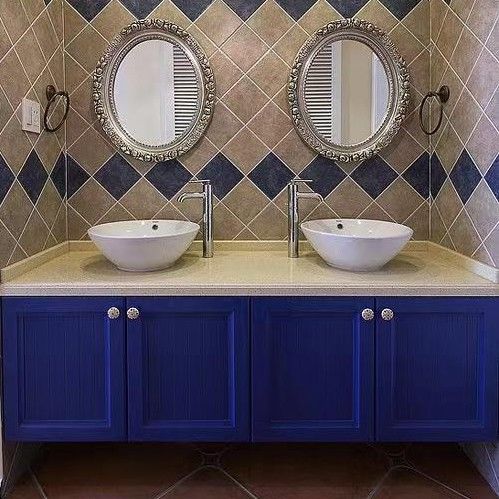 Ancho 38-46 en estilo moderno Navy azul gabinete de baño de la vanidad con montura de pared espejo