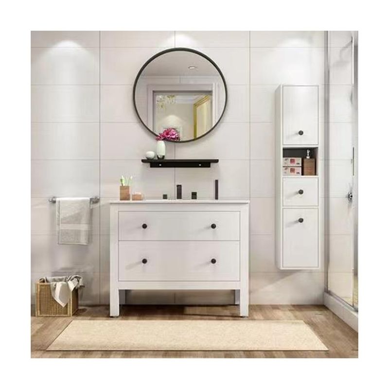 Armario del piso de almacenamiento del baño delgado con diseño sin mango y encimera incluida