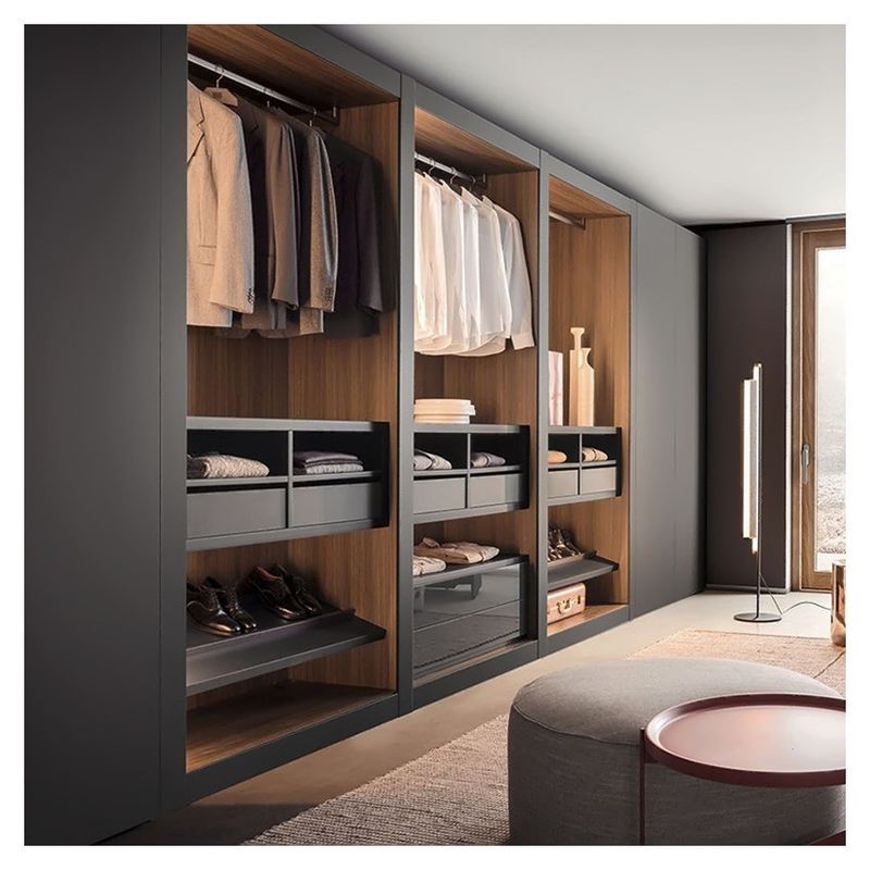 Conjunto personalizado estilo de madera 2024 dormitorio modular moderno sistema de armario de entrada para apartamento